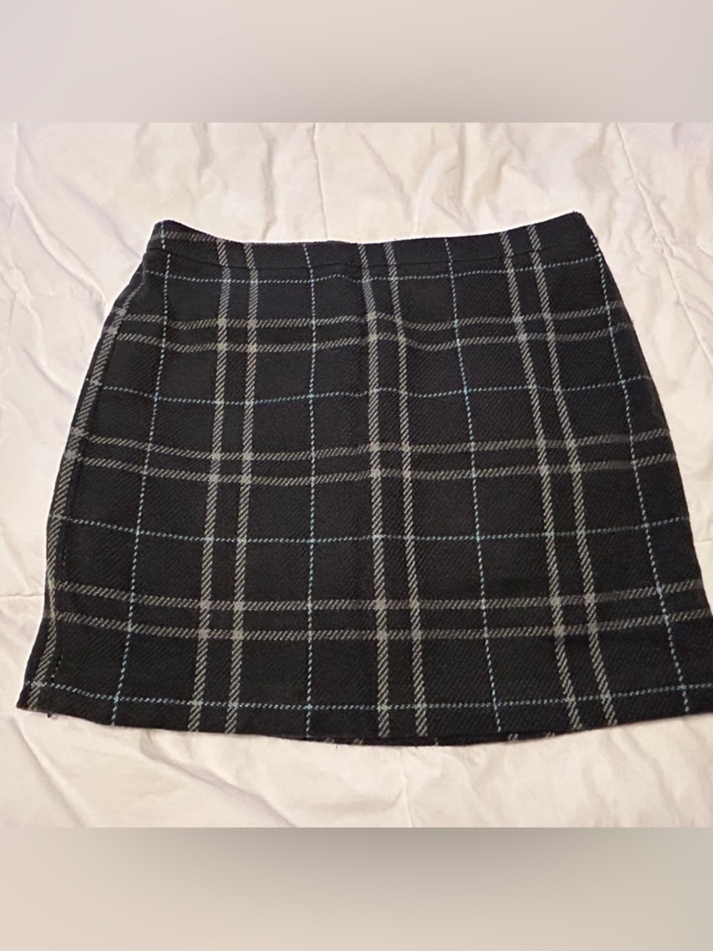 Grey Blue Plaid Skirt 14 Anne Taylor Loft EUC Twin Peaks Y2K 1990s Punk Preppy
